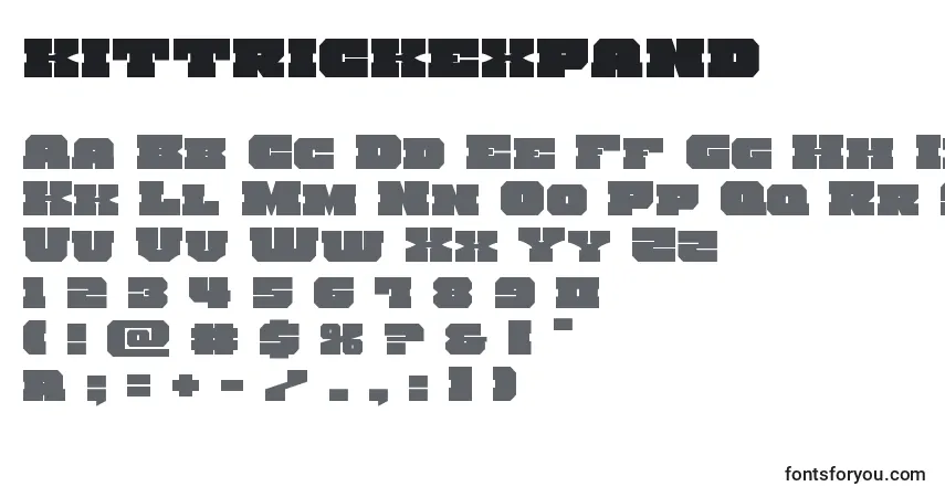Czcionka Kittrickexpand – alfabet, cyfry, specjalne znaki