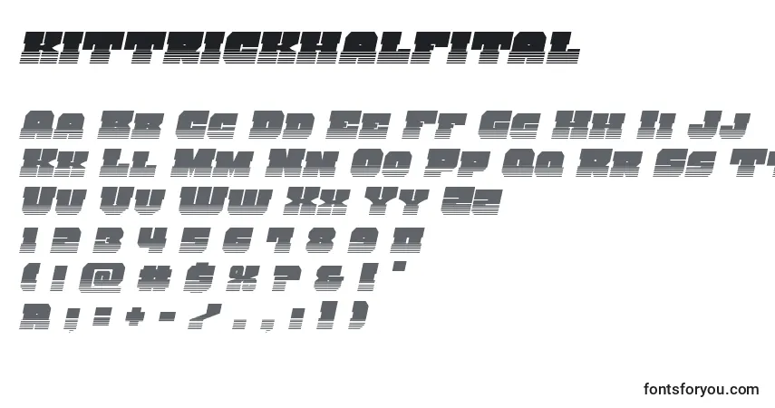 A fonte Kittrickhalfital – alfabeto, números, caracteres especiais