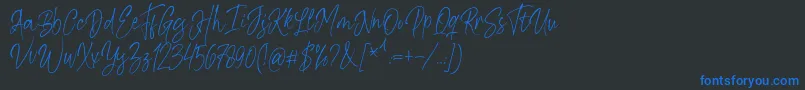 Шрифт Kiysoom Demo – синие шрифты на чёрном фоне