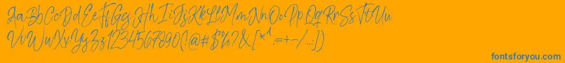 Kiysoom Demo-Schriftart – Blaue Schriften auf orangefarbenem Hintergrund