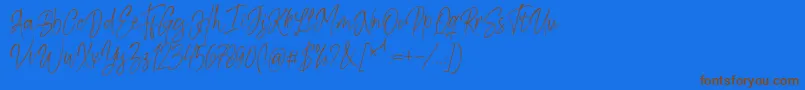 Kiysoom Demo-Schriftart – Braune Schriften auf blauem Hintergrund
