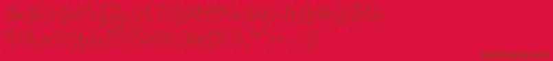 Kiysoom Demo-Schriftart – Braune Schriften auf rotem Hintergrund