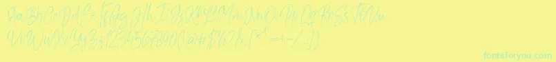 Kiysoom Demo-Schriftart – Grüne Schriften auf gelbem Hintergrund
