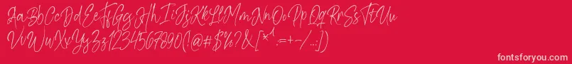 Kiysoom Demo-Schriftart – Rosa Schriften auf rotem Hintergrund