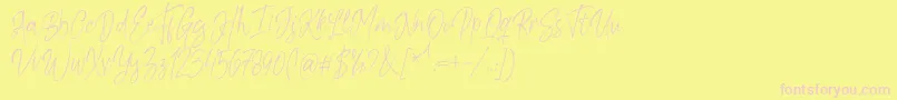Kiysoom Demo-Schriftart – Rosa Schriften auf gelbem Hintergrund