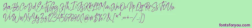 Шрифт Kiysoom Demo – фиолетовые шрифты на зелёном фоне