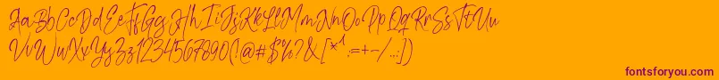 Шрифт Kiysoom Demo – фиолетовые шрифты на оранжевом фоне
