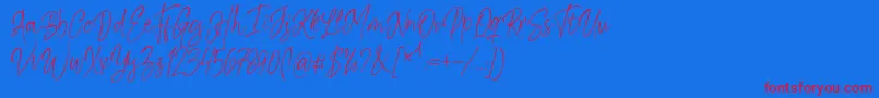 Kiysoom Demo-fontti – punaiset fontit sinisellä taustalla