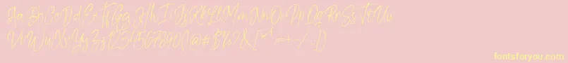 Kiysoom Demo-Schriftart – Gelbe Schriften auf rosa Hintergrund