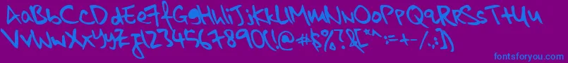 Шрифт kkontagion print   Bold Italic – синие шрифты на фиолетовом фоне
