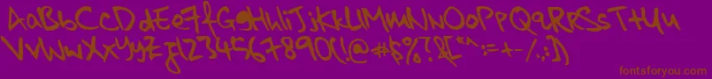 kkontagion print   Bold Italic-Schriftart – Braune Schriften auf violettem Hintergrund