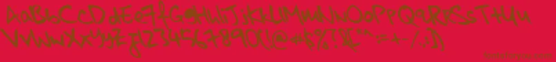 フォントkkontagion print   Bold Italic – 赤い背景に茶色の文字