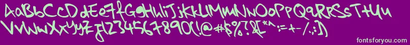 Fonte kkontagion print   Bold Italic – fontes verdes em um fundo violeta