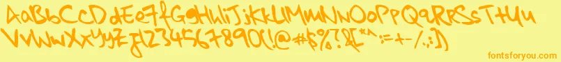 Fonte kkontagion print   Bold Italic – fontes laranjas em um fundo amarelo