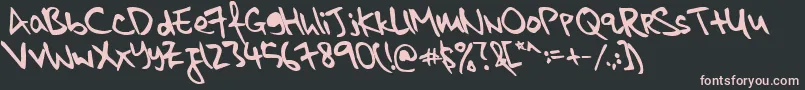Шрифт kkontagion print   Bold Italic – розовые шрифты на чёрном фоне