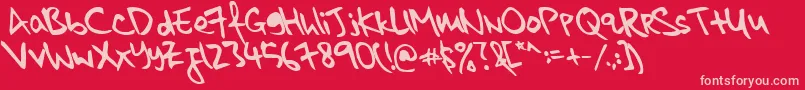 kkontagion print   Bold Italic-fontti – vaaleanpunaiset fontit punaisella taustalla