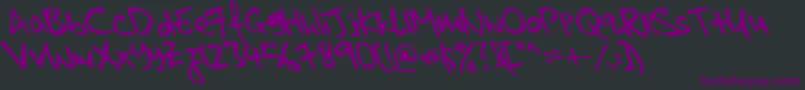 Шрифт kkontagion print   Bold Italic – фиолетовые шрифты на чёрном фоне