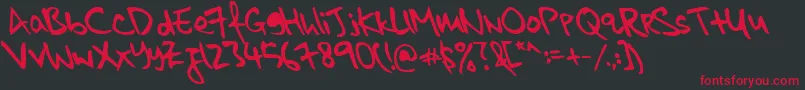 Czcionka kkontagion print   Bold Italic – czerwone czcionki na czarnym tle