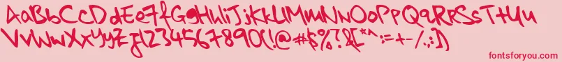 kkontagion print   Bold Italic-Schriftart – Rote Schriften auf rosa Hintergrund