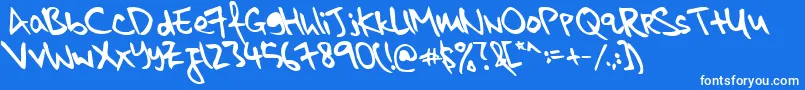 Шрифт kkontagion print   Bold Italic – белые шрифты на синем фоне