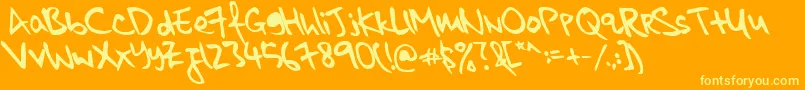 kkontagion print   Bold Italic-Schriftart – Gelbe Schriften auf orangefarbenem Hintergrund