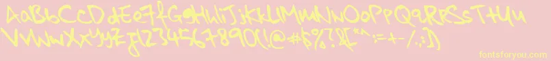 Fonte kkontagion print   Bold Italic – fontes amarelas em um fundo rosa