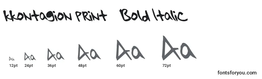 Размеры шрифта Kkontagion print   Bold Italic
