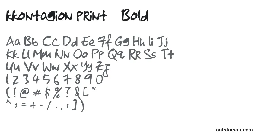 Schriftart Kkontagion print   Bold – Alphabet, Zahlen, spezielle Symbole