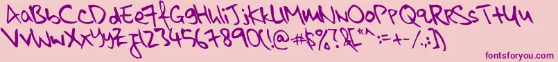 フォントkkontagion print   Italic – ピンクの背景に紫のフォント