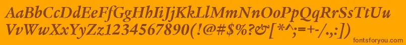 フォントLegacySerifItcTtBolditalic – オレンジの背景に茶色のフォント