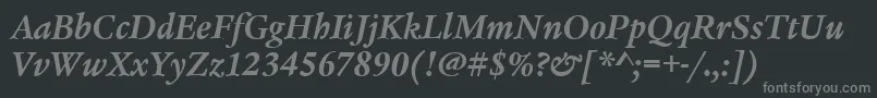 フォントLegacySerifItcTtBolditalic – 黒い背景に灰色の文字