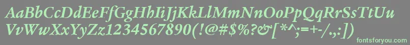 LegacySerifItcTtBolditalic Font – Green Fonts on Gray Background