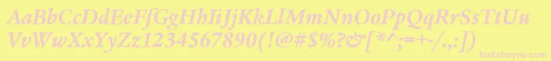 LegacySerifItcTtBolditalic Font – Pink Fonts on Yellow Background