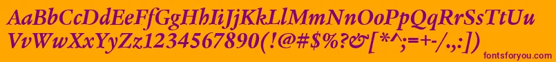 LegacySerifItcTtBolditalic Font – Purple Fonts on Orange Background