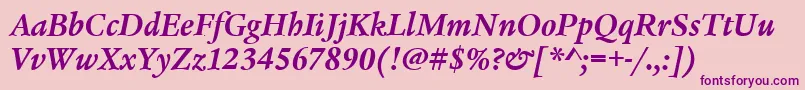 LegacySerifItcTtBolditalic Font – Purple Fonts on Pink Background