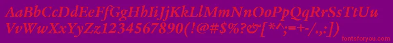 LegacySerifItcTtBolditalic Font – Red Fonts on Purple Background