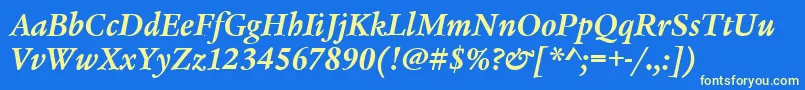 LegacySerifItcTtBolditalic Font – Yellow Fonts on Blue Background