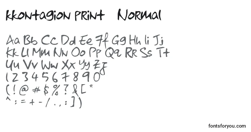 A fonte Kkontagion print   Normal – alfabeto, números, caracteres especiais