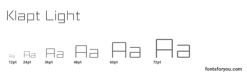 Klapt Light Font Sizes