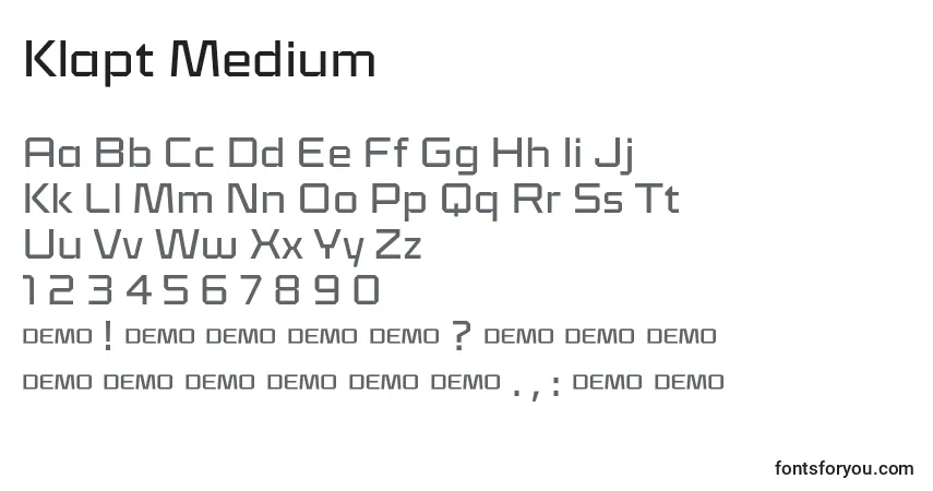 Шрифт Klapt Medium – алфавит, цифры, специальные символы