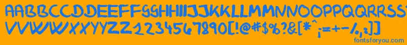 フォントKlausj   – オレンジの背景に青い文字