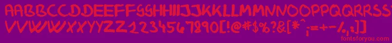 Klausj  -Schriftart – Rote Schriften auf violettem Hintergrund