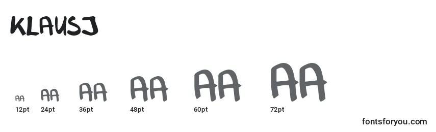 Размеры шрифта Klausj   (131785)