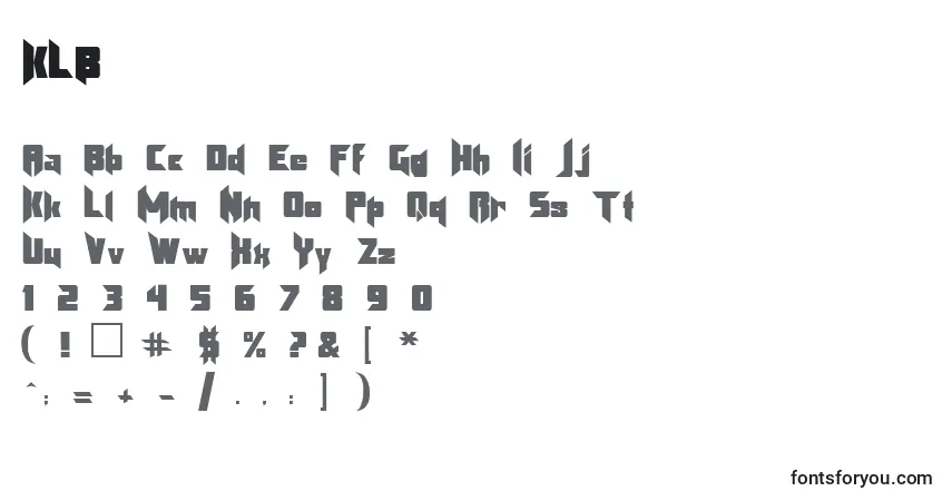 A fonte KLB      – alfabeto, números, caracteres especiais