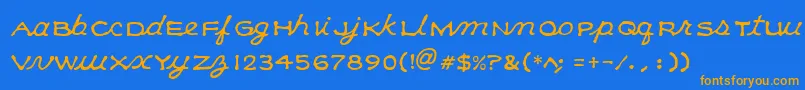 フォントKLEECS   – オレンジ色の文字が青い背景にあります。