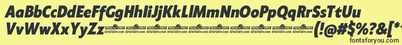 Klein Condensed ExtraBold Italic trial Font – Black Fonts on Yellow Background