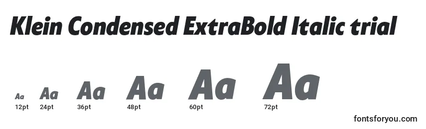 Rozmiary czcionki Klein Condensed ExtraBold Italic trial