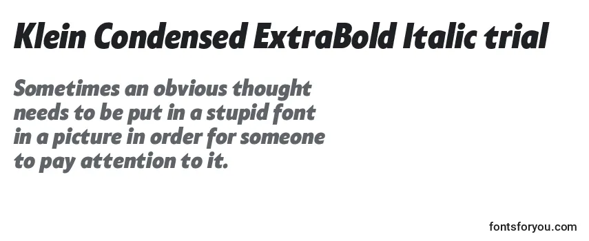 Klein Condensed ExtraBold Italic trial Font