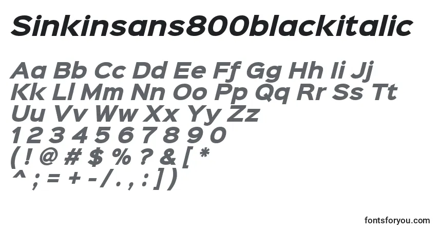 Шрифт Sinkinsans800blackitalic – алфавит, цифры, специальные символы