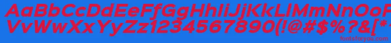Sinkinsans800blackitalic-fontti – punaiset fontit sinisellä taustalla